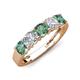 3 - Wendy 2.06 ctw (4.00 mm) Cushion Shape Lab Created Alexandrite and Lab Grown Diamond Side Gallery 5 Stone Wedding Band 