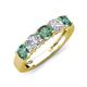 3 - Wendy 2.06 ctw (4.00 mm) Cushion Shape Lab Created Alexandrite and Lab Grown Diamond Side Gallery 5 Stone Wedding Band 