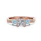 1 - Michele 1.52 ctw (5.50 mm) 3 Stone Princess Cut Lab Grown Diamond and Aquamarine Twisted Vine Engagement Ring 