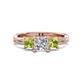 1 - Michele 1.56 ctw (5.50 mm) 3 Stone Princess Cut Lab Grown Diamond and Peridot Twisted Vine Engagement Ring 