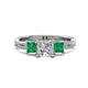 1 - Michele 1.52 ctw (5.50 mm) 3 Stone Princess Cut Lab Grown Diamond and Emerald Twisted Vine Engagement Ring 