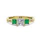 1 - Michele 1.52 ctw (5.50 mm) 3 Stone Princess Cut Lab Grown Diamond and Emerald Twisted Vine Engagement Ring 