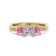 1 - Michele 1.52 ctw (5.50 mm) 3 Stone Princess Cut Lab Grown Diamond and Pink Sapphire Twisted Vine Engagement Ring 