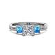 1 - Michele 1.56 ctw (5.50 mm) 3 Stone Princess Cut Lab Grown Diamond and Blue Topaz Twisted Vine Engagement Ring 