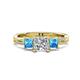 1 - Michele 1.56 ctw (5.50 mm) 3 Stone Princess Cut Lab Grown Diamond and Blue Topaz Twisted Vine Engagement Ring 