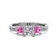 1 - Michele 1.52 ctw (5.50 mm) 3 Stone Princess Cut Lab Grown Diamond and Pink Sapphire Twisted Vine Engagement Ring 