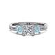 1 - Michele 1.52 ctw (5.50 mm) 3 Stone Princess Cut Lab Grown Diamond and Aquamarine Twisted Vine Engagement Ring 