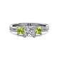 1 - Michele 1.56 ctw (5.50 mm) 3 Stone Princess Cut Lab Grown Diamond and Peridot Twisted Vine Engagement Ring 