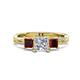 1 - Michele 1.56 ctw (5.50 mm) 3 Stone Princess Cut Lab Grown Diamond and Red Garnet Twisted Vine Engagement Ring 