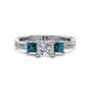 1 - Michele 1.60 ctw (5.50 mm) 3 Stone Princess Cut Lab Grown Diamond and Blue Diamond Twisted Vine Engagement Ring 