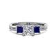 1 - Michele 1.52 ctw (5.50 mm) 3 Stone Princess Cut Natural Diamond and Blue Sapphire Twisted Vine Engagement Ring 