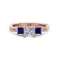1 - Michele 1.52 ctw (5.50 mm) 3 Stone Princess Cut Natural Diamond and Blue Sapphire Twisted Vine Engagement Ring 