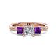 1 - Michele 1.52 ctw (5.50 mm) 3 Stone Princess Cut Natural Diamond and Amethyst Twisted Vine Engagement Ring 