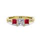 1 - Michele 1.52 ctw (5.50 mm) 3 Stone Princess Cut Natural Diamond and Ruby Twisted Vine Engagement Ring 