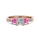 1 - Michele 1.52 ctw (5.50 mm) 3 Stone Princess Cut Natural Diamond and Pink Sapphire Twisted Vine Engagement Ring 