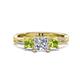 1 - Michele 1.56 ctw (5.50 mm) 3 Stone Princess Cut Natural Diamond and Peridot Twisted Vine Engagement Ring 