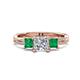 1 - Michele 1.52 ctw (5.50 mm) 3 Stone Princess Cut Natural Diamond and Emerald Twisted Vine Engagement Ring 