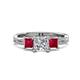 1 - Michele 1.52 ctw (5.50 mm) 3 Stone Princess Cut Natural Diamond and Ruby Twisted Vine Engagement Ring 