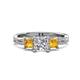 1 - Michele 1.52 ctw (5.50 mm) 3 Stone Princess Cut Natural Diamond and Citrine Twisted Vine Engagement Ring 