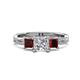 1 - Michele 1.56 ctw (5.50 mm) 3 Stone Princess Cut Natural Diamond and Red Garnet Twisted Vine Engagement Ring 