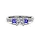 1 - Michele 1.56 ctw (5.50 mm) 3 Stone Princess Cut Natural Diamond and Tanzanite Twisted Vine Engagement Ring 