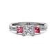 1 - Michele 1.52 ctw (5.50 mm) 3 Stone Princess Cut Natural Diamond and Pink Tourmaline Twisted Vine Engagement Ring 