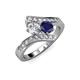 3 - Eleni 2.20 ctw (5.80 mm) Lab Grown Diamond and Blue Sapphire with Side Natural Diamond Bypass Ring 