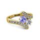 2 - Eleni 2.17 ctw (5.80 mm) Lab Grown Diamond and Tanzanite with Side Natural Diamond Bypass Ring 