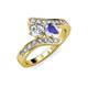 3 - Eleni 2.17 ctw (5.80 mm) Lab Grown Diamond and Tanzanite with Side Natural Diamond Bypass Ring 