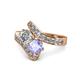1 - Eleni 2.17 ctw (5.80 mm) Lab Grown Diamond and Tanzanite with Side Natural Diamond Bypass Ring 