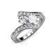3 - Eleni 2.19 ctw (5.80 mm) Lab Grown Diamond and White Sapphire with Side Natural Diamond Bypass Ring 