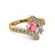 2 - Eleni 2.17 ctw (5.80 mm) Lab Grown Diamond and Pink Tourmaline with Side Natural Diamond Bypass Ring 