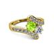 2 - Eleni 2.22 ctw (5.80 mm) Lab Grown Diamond and Peridot with Side Natural Diamond Bypass Ring 
