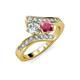 3 - Eleni 2.22 ctw (5.80 mm) Lab Grown Diamond and Rhodolite Garnet with Side Natural Diamond Bypass Ring 