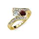 3 - Eleni 2.24 ctw (5.80 mm) Lab Grown Diamond and Red Garnet with Side Natural Diamond Bypass Ring 