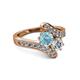 2 - Eleni 2.17 ctw (5.80 mm) Lab Grown Diamond and Aquamarine with Side Natural Diamond Bypass Ring 