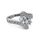 2 - Eleni 1.50 ctw (5.80 mm) Lab Grown Diamond and Lab Grown Diamond with Side Natural Diamond Bypass Ring 