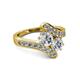 2 - Eleni 1.50 ctw (5.80 mm) Lab Grown Diamond and Lab Grown Diamond with Side Natural Diamond Bypass Ring 