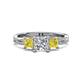 1 - Michele 1.60 ctw (5.50 mm) 3 Stone Princess Cut Lab Grown Diamond and Yellow Diamond Twisted Vine Engagement Ring 
