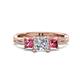 1 - Michele 1.52 ctw (5.50 mm) 3 Stone Princess Cut Lab Grown Diamond and Pink Tourmaline Twisted Vine Engagement Ring 