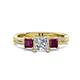 1 - Michele 1.56 ctw (5.50 mm) 3 Stone Princess Cut Lab Grown Diamond and Rhodolite Garnet Twisted Vine Engagement Ring 