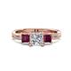 1 - Michele 1.56 ctw (5.50 mm) 3 Stone Princess Cut Lab Grown Diamond and Rhodolite Garnet Twisted Vine Engagement Ring 