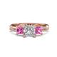 1 - Michele 2.40 ctw (6.50 mm) GIA Certified 3 Stone Princess Cut Natural Diamond (SI/G) and Pink Sapphire Twisted Vine Engagement Ring 