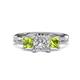 1 - Michele 2.20 ctw (6.50 mm) GIA Certified 3 Stone Princess Cut Natural Diamond (SI/G) and Peridot Twisted Vine Engagement Ring 