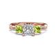 1 - Michele 2.20 ctw (6.50 mm) GIA Certified 3 Stone Princess Cut Natural Diamond (SI/G) and Peridot Twisted Vine Engagement Ring 