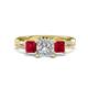 1 - Michele 2.14 ctw (6.50 mm) GIA Certified 3 Stone Princess Cut Natural Diamond (SI/G) and Ruby Twisted Vine Engagement Ring 