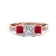 1 - Michele 2.14 ctw (6.50 mm) GIA Certified 3 Stone Princess Cut Natural Diamond (SI/G) and Ruby Twisted Vine Engagement Ring 