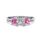 1 - Michele 2.40 ctw (6.50 mm) GIA Certified 3 Stone Princess Cut Natural Diamond (SI/G) and Pink Sapphire Twisted Vine Engagement Ring 