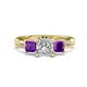 1 - Michele 2.14 ctw (6.50 mm) GIA Certified 3 Stone Princess Cut Natural Diamond (SI/G) and Amethyst Twisted Vine Engagement Ring 
