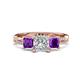 1 - Michele 2.14 ctw (6.50 mm) GIA Certified 3 Stone Princess Cut Natural Diamond (SI/G) and Amethyst Twisted Vine Engagement Ring 